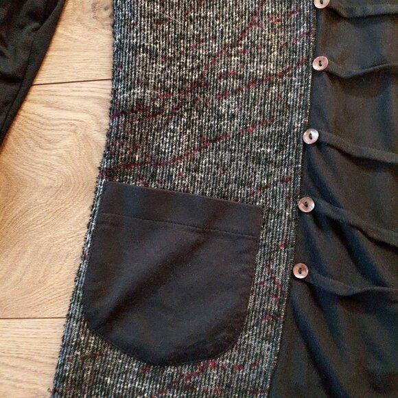 Parsley and Sage Women's Cardigan Art to Wear Black Tweed Open Front Large - Picture 4 of 11